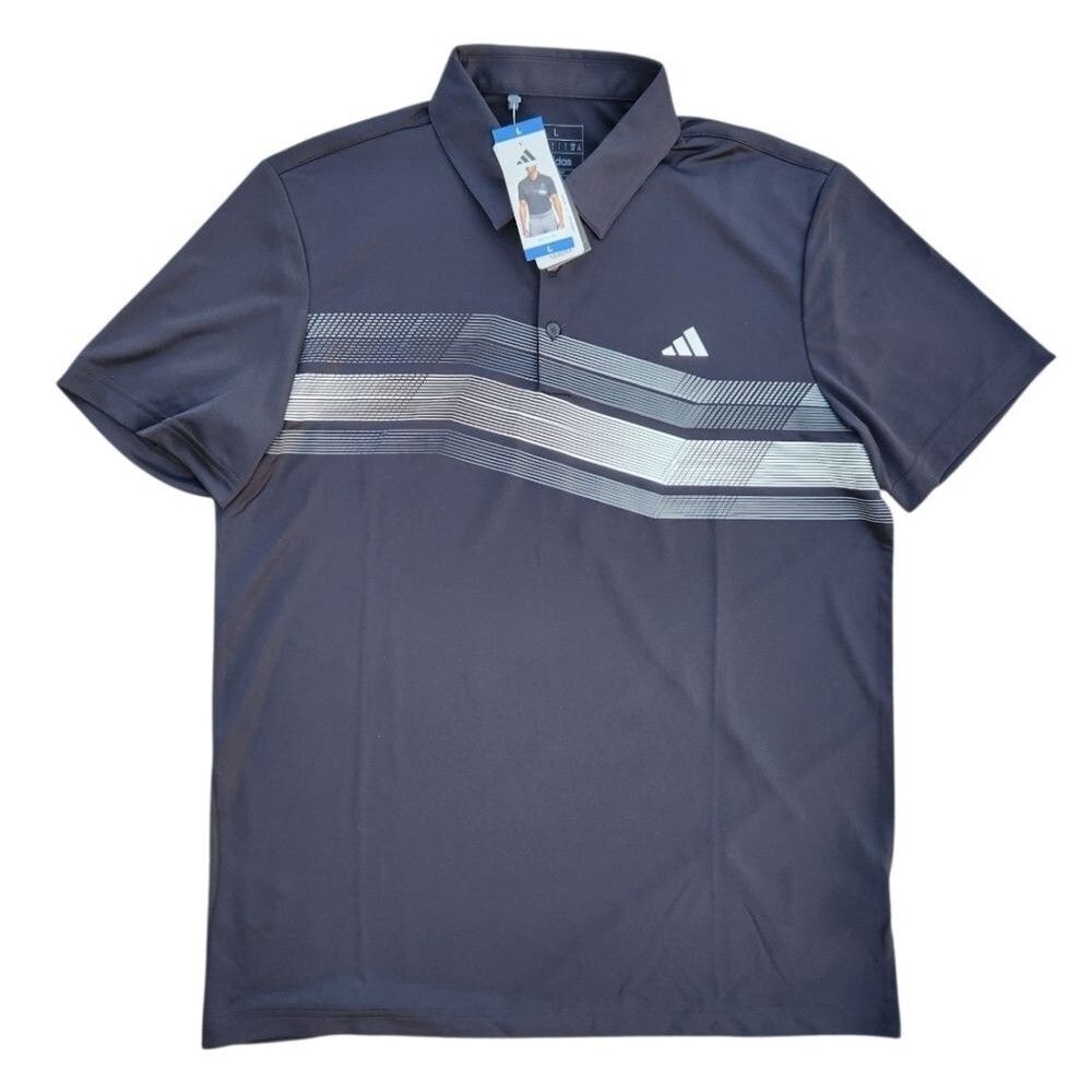 NWT Adidas Men's Classic Polo/Casual Shirts Stripes Stretch Short Sleeve Size L - Picture 4 of 7
